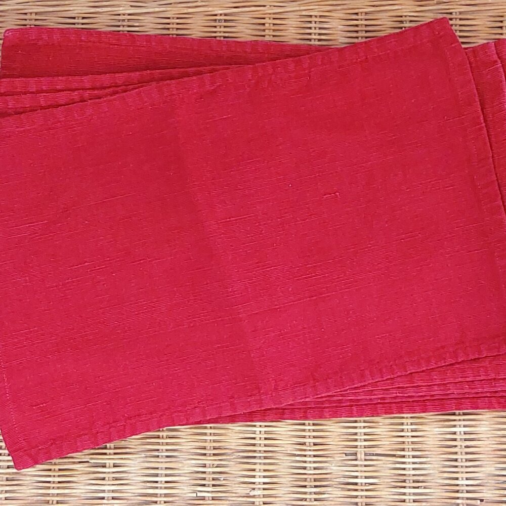 Crate & Barrel Red Woven 100% Cotton PLACEMATS - Set Of 4